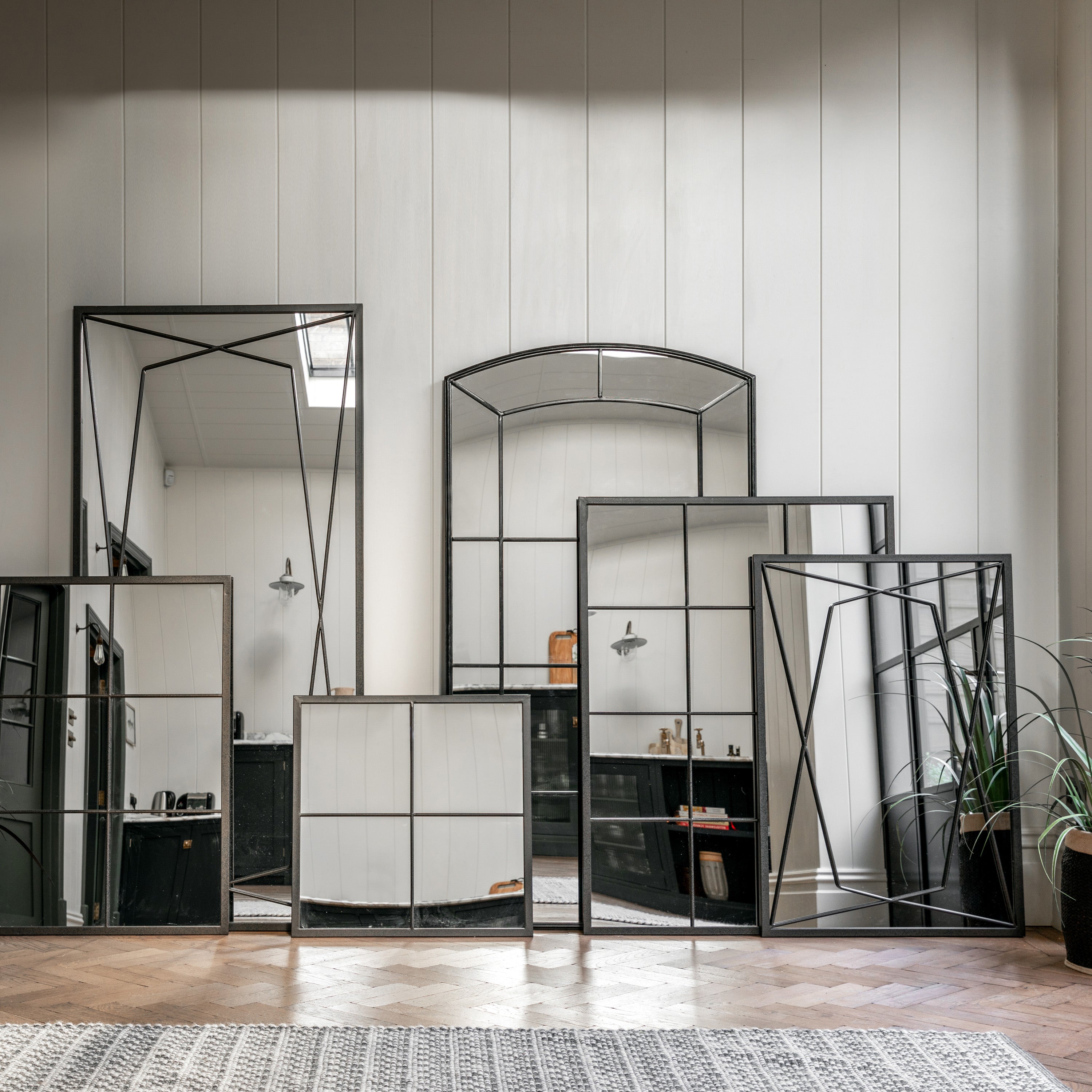 Telford Black Window Mirror Large